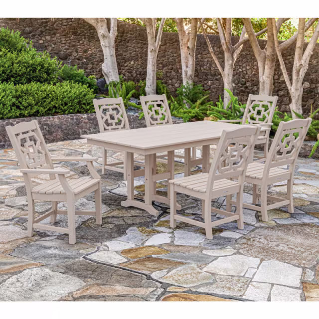 Polywood Chinoiserie 7-Piece Farmhouse Dining Set