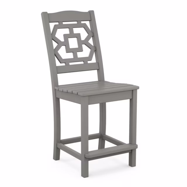 Polywood Chinoiserie 9-Piece Square Farmhouse Side Chair Counter Set with Trestle Legs