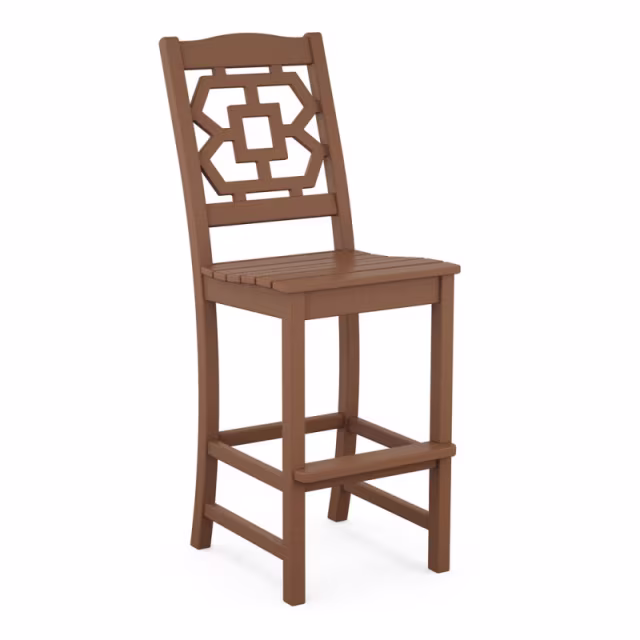 Polywood Chinoiserie 9-Piece Square Farmhouse Side Chair Bar Set with Trestle Legs