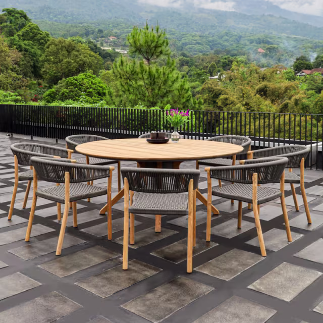 POVL Outdoor Johny 71" Teak Round Dining Table