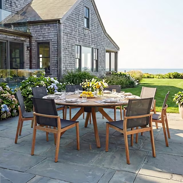 POVL Outdoor Johny 71" Teak Round Dining Table