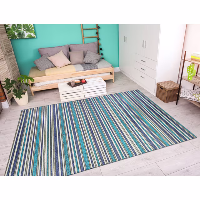 Couristan Cape Brockton Cobalt/Teal Indoor/Outdoor Rug