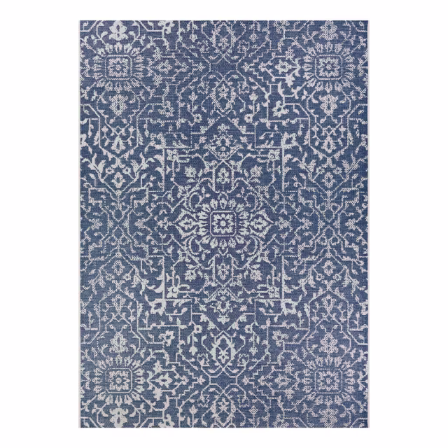 Couristan Monte Carlo Palmette Navy/Ivory Indoor/Outdoor Rug