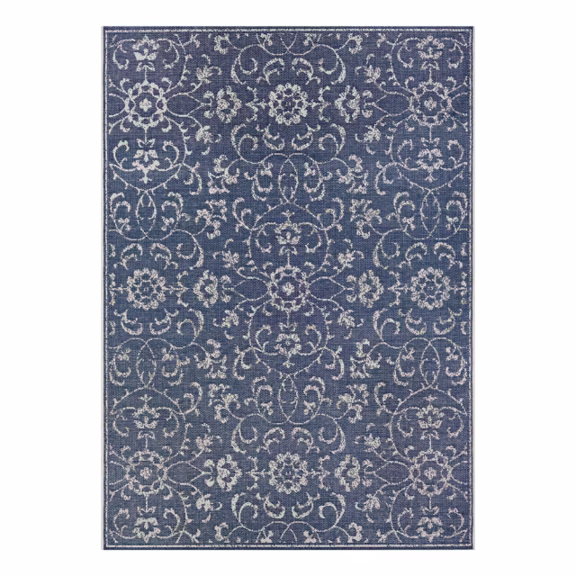 Couristan Monte Carlo Summer Vines Navy/Ivory Indoor/Outdoor Rug