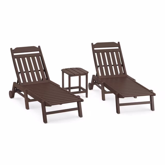 Polywood Cottage 3-Piece Chaise Set with Wheels