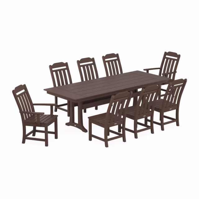 Polywood Cottage 9-Piece Farmhouse Dining Set with Trestle Legs