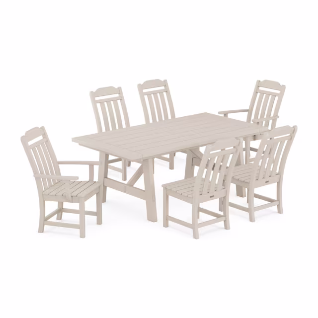 Polywood Cottage 7-Piece Rustic Farmhouse Dining Set