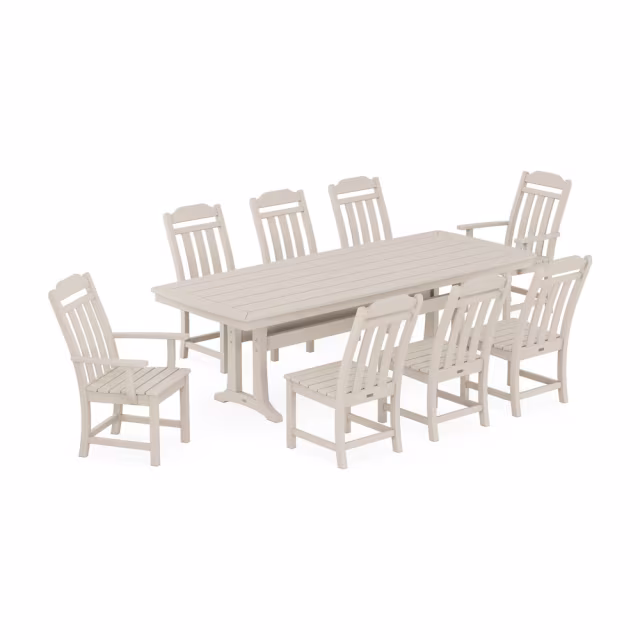 Polywood Cottage 9-Piece Dining Set with Trestle Legs