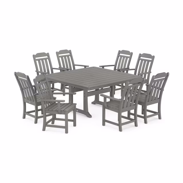Polywood Cottage 9-Piece Square Dining Set with Trestle Legs