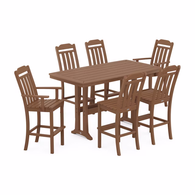 Polywood Cottage 7-Piece Bar Set with Trestle Legs
