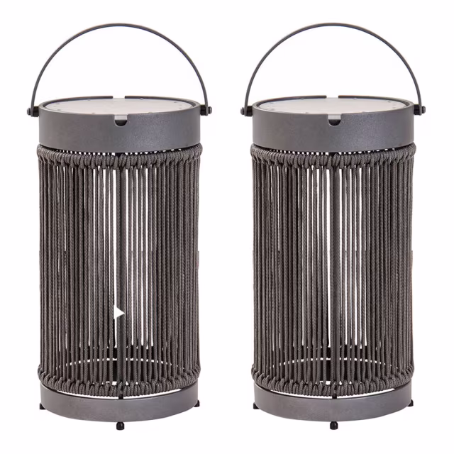 POVL Outdoor Shine Medium Rope Solar LED Lantern - Set of 2