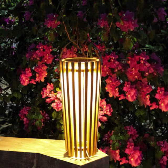 POVL Outdoor Björk Medium Teak Solar LED Lantern - Set of 4