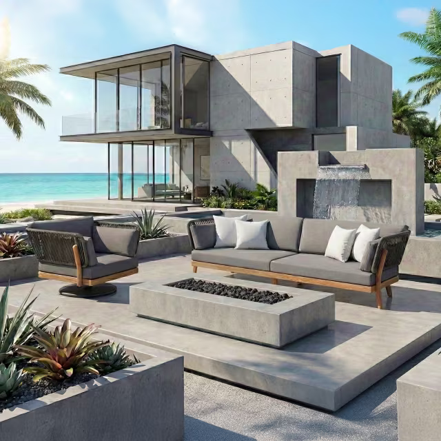 POVL Outdoor Supra 2-Piece Swivel Rocker and Sofa Outdoor Lounging Set