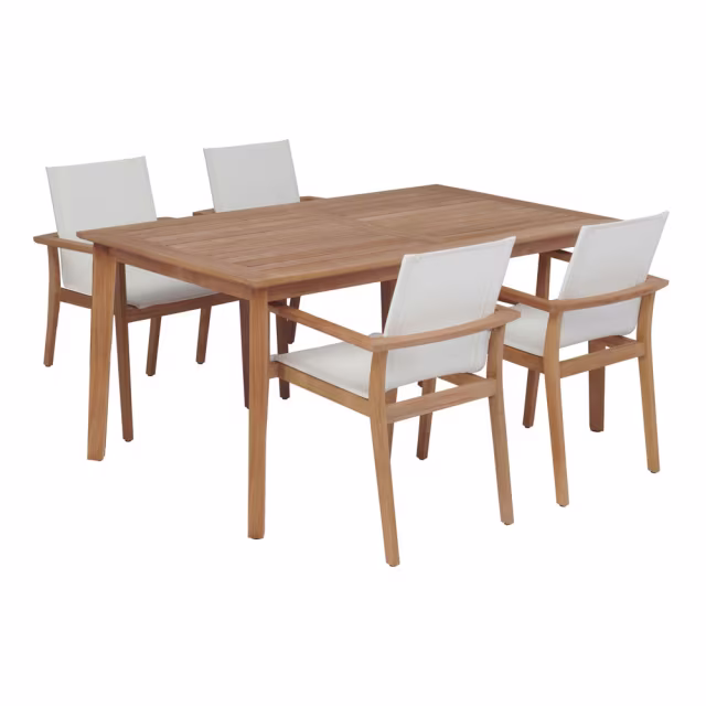 POVL Outdoor Menlo 5-Piece 63" Rectangular Patio Dining Set