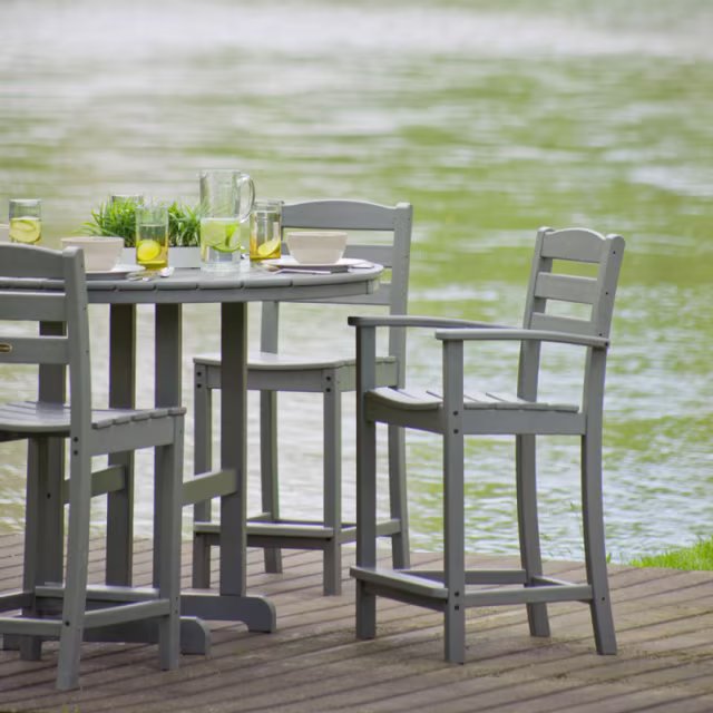 Polywood La Casa Cafe 5-Piece Round Farmhouse Counter Dining Set