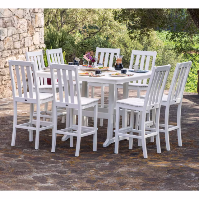 Polywood Vineyard 9-Piece Nautical Trestle Bar Set
