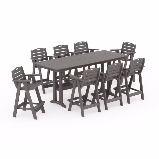 Polywood Nautical 9-Piece Bar Set with Trestle Legs