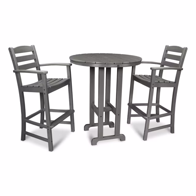 Polywood La Casa Cafe 3-Piece Round Farmhouse Bar Set