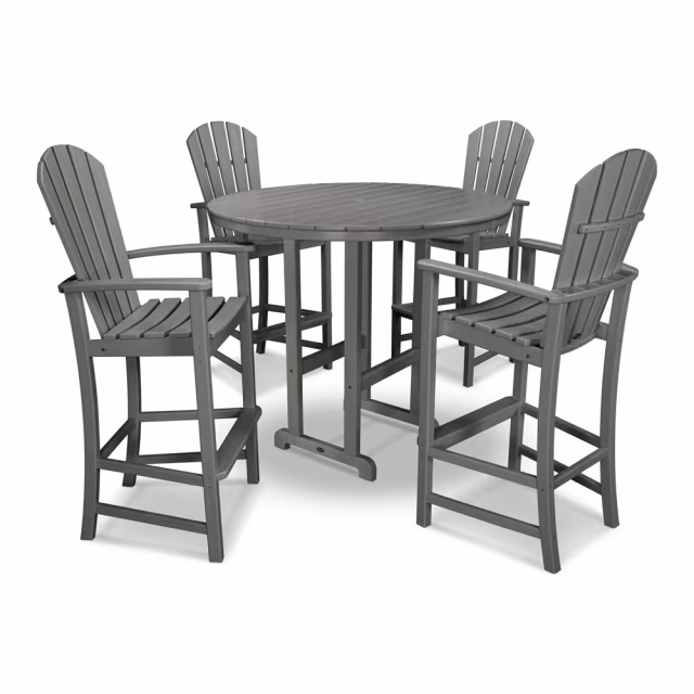 Polywood Palm Coast 5-Piece Round Farmhouse Bar Set