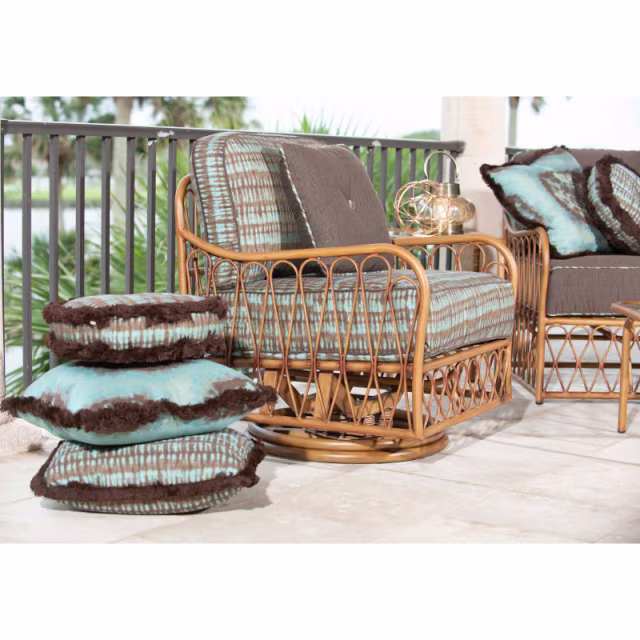 Woodard Cane Aluminum Swivel Rocker Lounge Chair