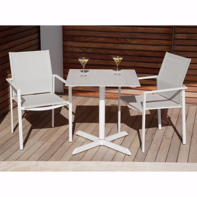 Barlow Tyrie Equinox 3-Piece Square Steel Bistro Patio Dining Set
