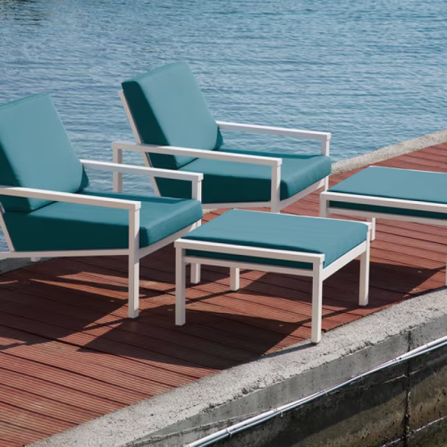 Barlow Tyrie Equinox 4-Piece Armchair and Ottoman Outdoor Lounging Set