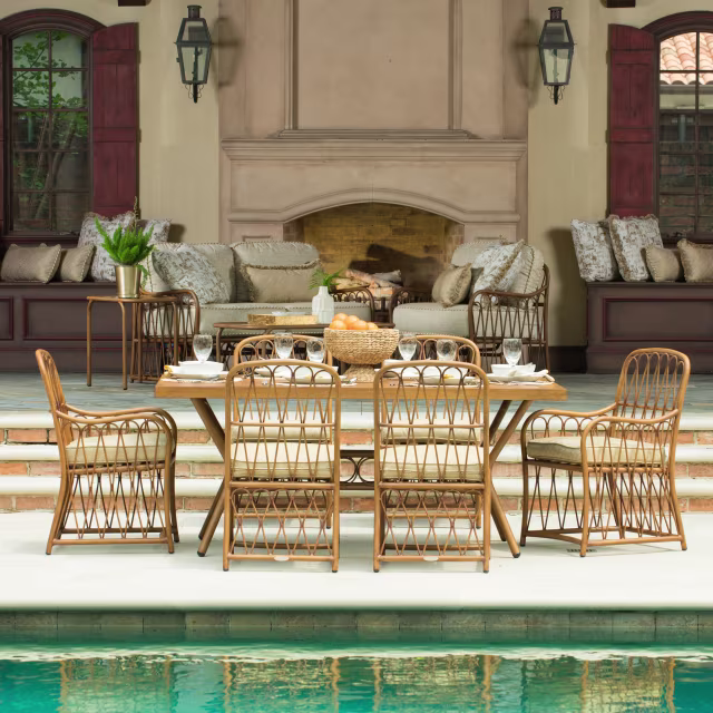 Woodard Cane 7-Piece Rectangular Patio Dining Set