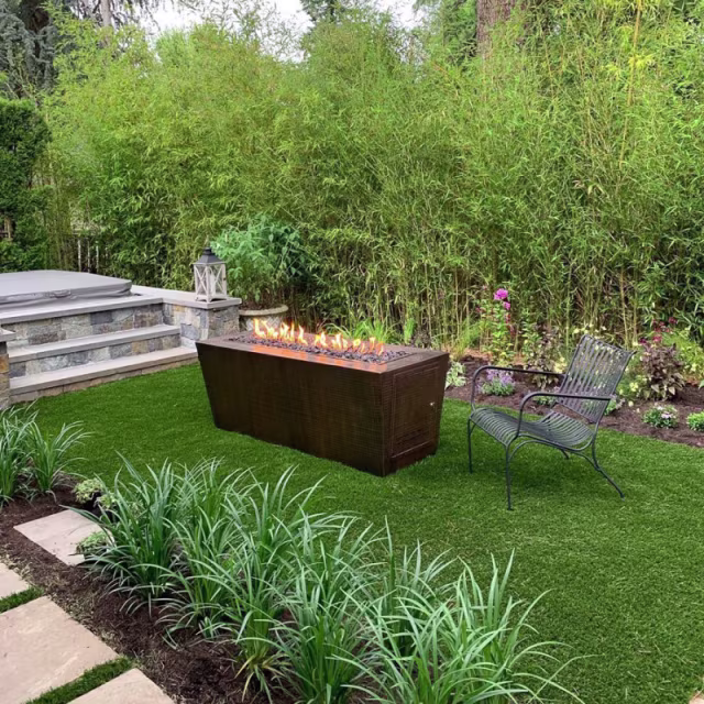 The Outdoor Plus Mesa 72" Rectangular Hammered Copper Gas Fire Pit w/ Hidden Tank