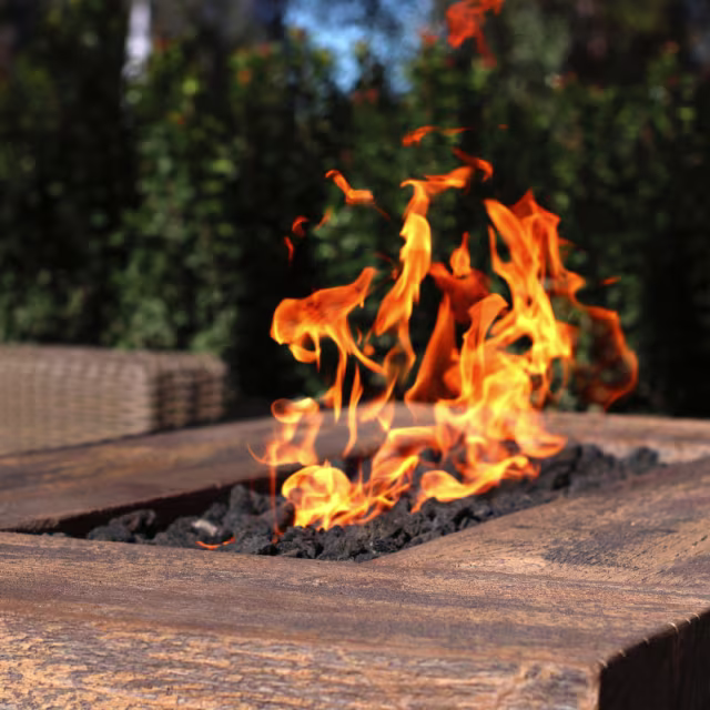 The Outdoor Plus Catalina 108" Rectangular Wood Grain Concrete Gas Fire Pit w/ Hidden Tank