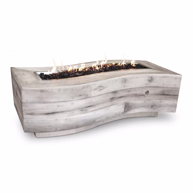 The Outdoor Plus Big Sur 60" Rectangular  Wood Grain Concrete Gas Fire Pit w/ Hidden Tank
