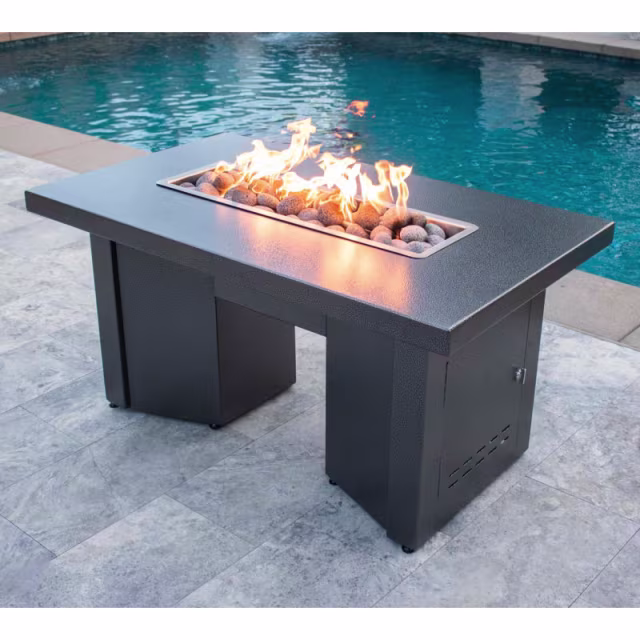 The Outdoor Plus Alameda 60" Rectangular Steel Gas Fire Table w/ Hidden Tank