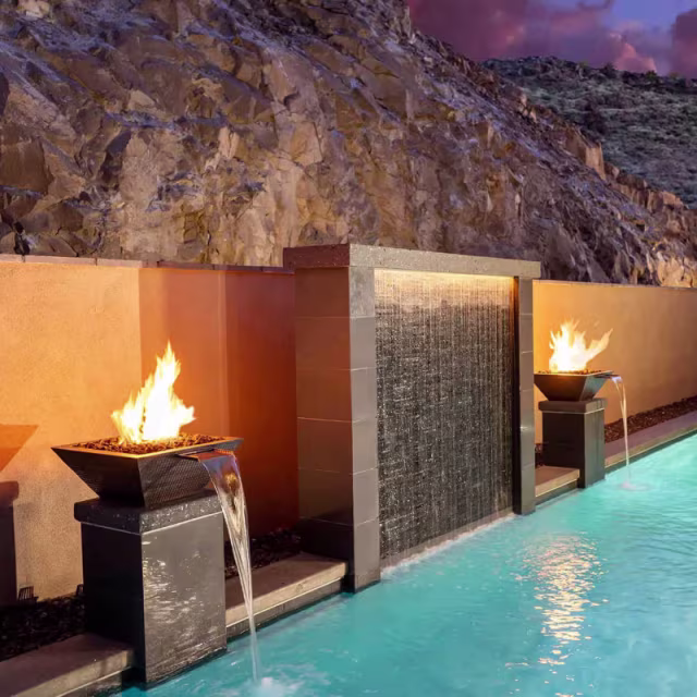 The Outdoor Plus Maya 36" Hammered Copper Fire & Water Bowl