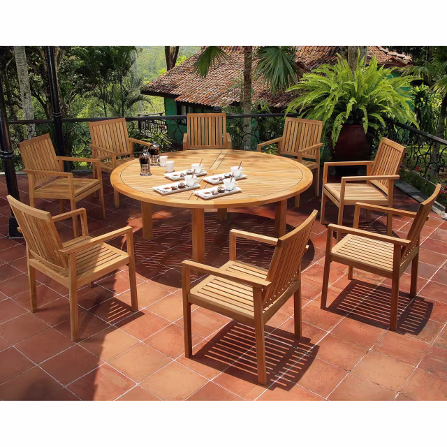 Barlow Tyrie Drummond 73" Teak Round Dining Table