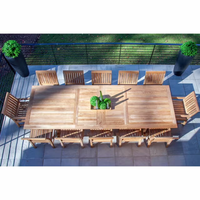 POVL Outdoor Boden/Tuevo 13-Piece 142" Extending Rectangular Dining Set Protective Cover