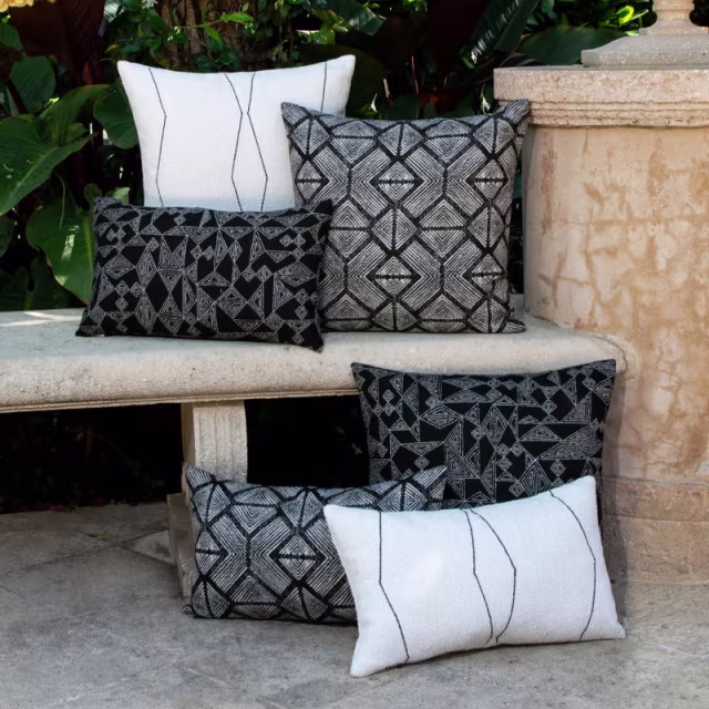 Elaine Smith 20" x 12" Oblique Ebony Lumbar Sunbrella Outdoor Pillow