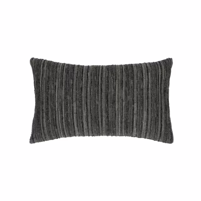 Elaine Smith 20" x 12" Luxe Stripe Charcoal Lumbar Sunbrella Outdoor Pillow