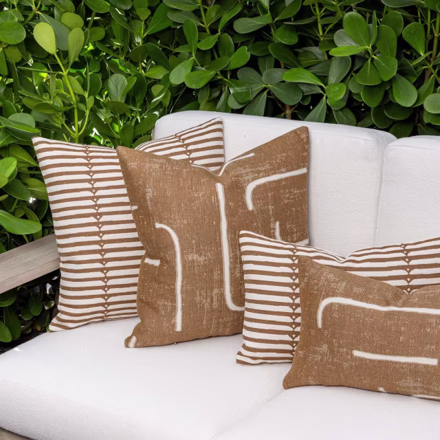 Elaine Smith 20" x 20" Sincerity Caramel Sunbrella Outdoor Pillow