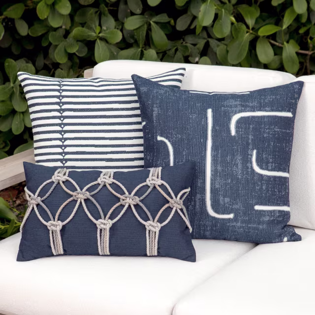 Elaine Smith 20" x 20" Instinct Denim Sunbrella Outdoor Pillow