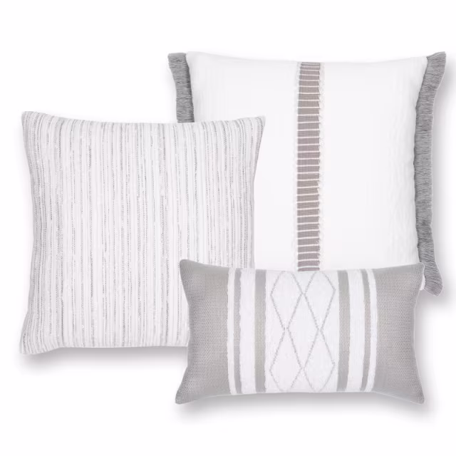 Elaine Smith 20" x 20" Luxe Stripe Pebble Sunbrella Outdoor Pillow