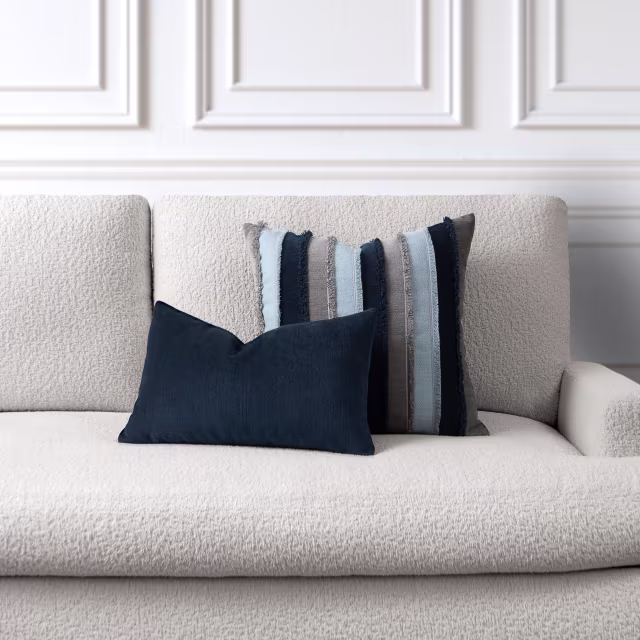 Elaine Smith 20" x 12" Luxe Velour Indigo Lumbar Sunbrella Outdoor Pillow