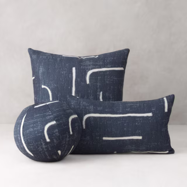 Elaine Smith 20" x 12" Instinct Denim Lumbar Sunbrella Outdoor Pillow