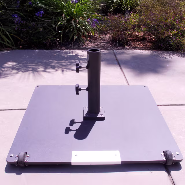 Galtech Steel Plate Square 95 lb. Market Umbrella Base w/ Wheels