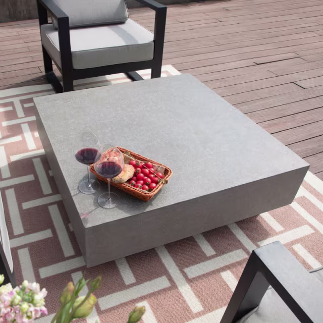 Elementi Home Tevere 40" GFRC Square Coffee Table