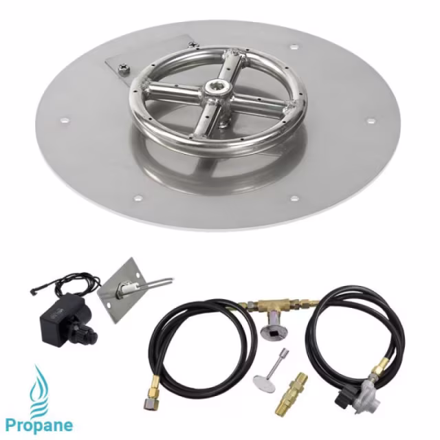 American Fire Products 12" Round Flat Pan Spark Ignition Fire Pit Burner Kit