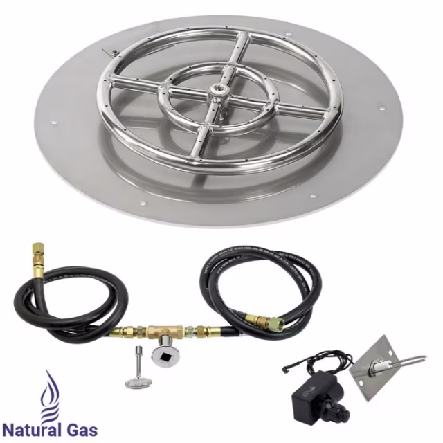 American Fire Products 18" Round Flat Pan Spark Ignition Fire Pit Burner Kit