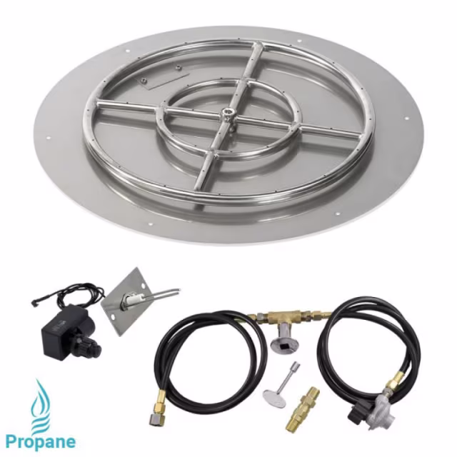 American Fire Products 24" Round Flat Pan Spark Ignition Fire Pit Burner Kit