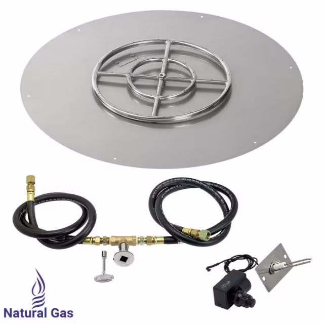 American Fire Products 30" Round Flat Pan Spark Ignition Fire Pit Burner Kit
