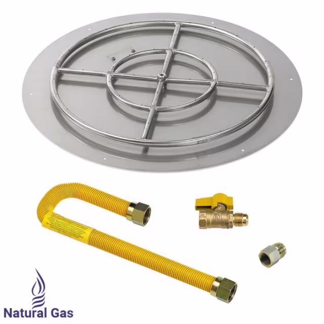 American Fire Products 36" Round Flat Pan Match Light Fire Pit Burner Kit - High Capacity