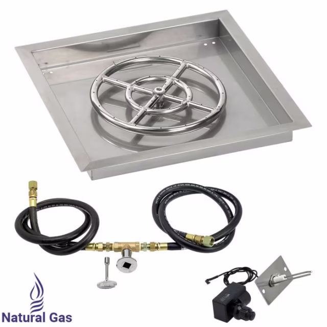 American Fire Products 18" Square Drop-In Pan Spark Ignition Fire Pit Burner Kit