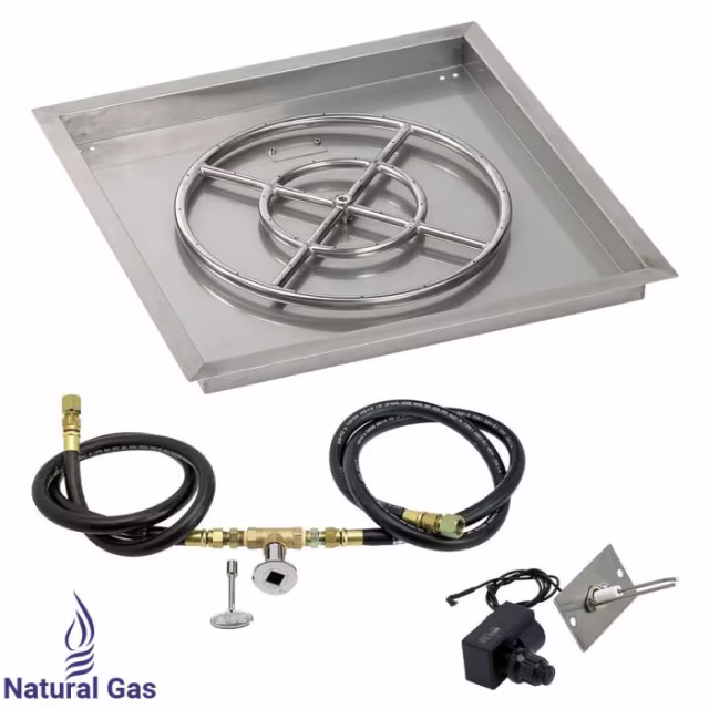American Fire Products 24" Square Drop-In Pan Spark Ignition Fire Pit Burner Kit